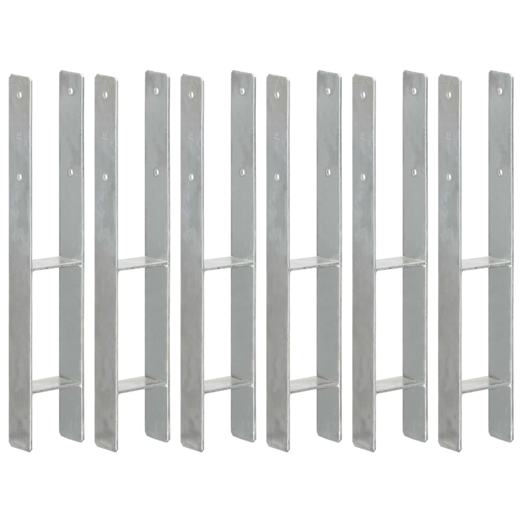 Fence Anchors 6 pcs Silver 9x6x60 cm Galvanised Steel- Ground Spikes - HomeShopIreland - Home Shop Ireland - Ground Spikes - Fence Anchors 6 pcs Silver 9x6x60 cm Galvanised Steel