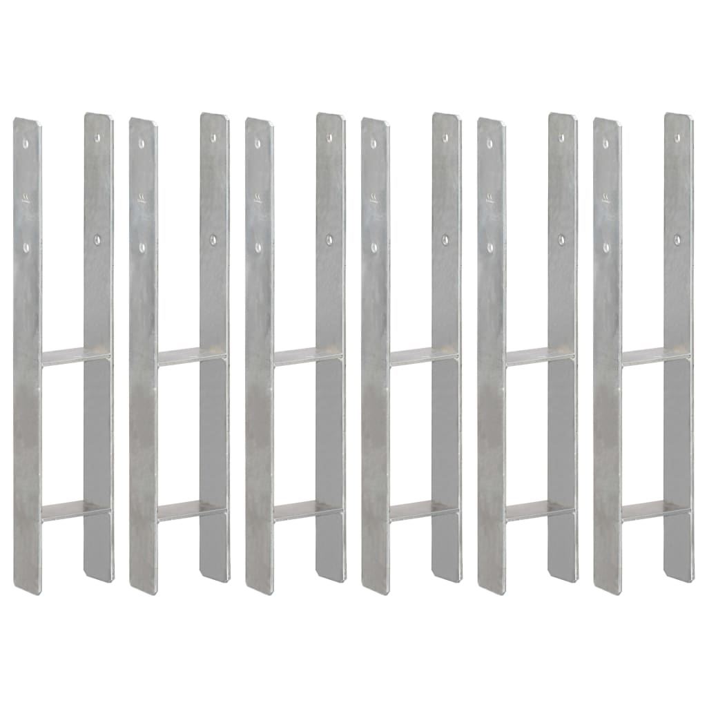 Fence Anchors 6 pcs Silver 10x6x60 cm Galvanised Steel- Ground Spikes - HomeShopIreland - Home Shop Ireland - Ground Spikes - Fence Anchors 6 pcs Silver 10x6x60 cm Galvanised Steel