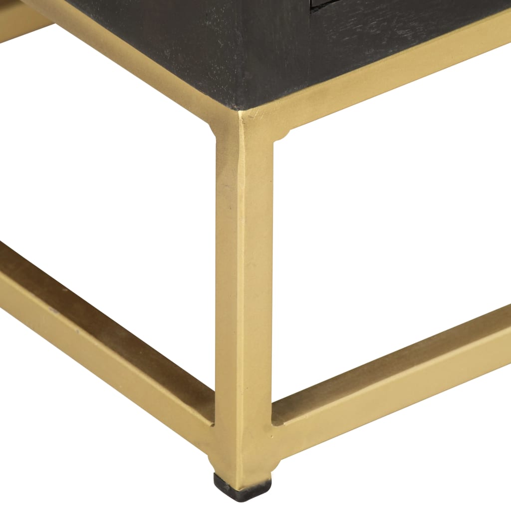 Drawer Cabinet Black and Gold 45x30x105 cm Solid Mango Wood- Storage Cabinets & Lockers - HomeShopIreland - Home Shop Ireland - Storage Cabinets & Lockers - Drawer Cabinet Black and Gold 45x30x105 cm Solid Mango Wood