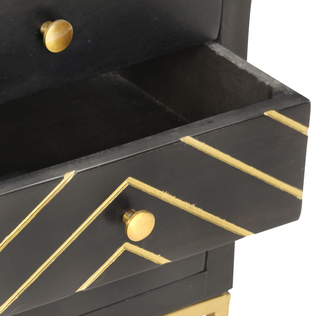 Bedside Cabinet Black and Gold 40x30x50 cm Solid Mango Wood- Bedside Tables - HomeShopIreland - Home Shop Ireland - Bedside Tables - Bedside Cabinet Black and Gold 40x30x50 cm Solid Mango Wood