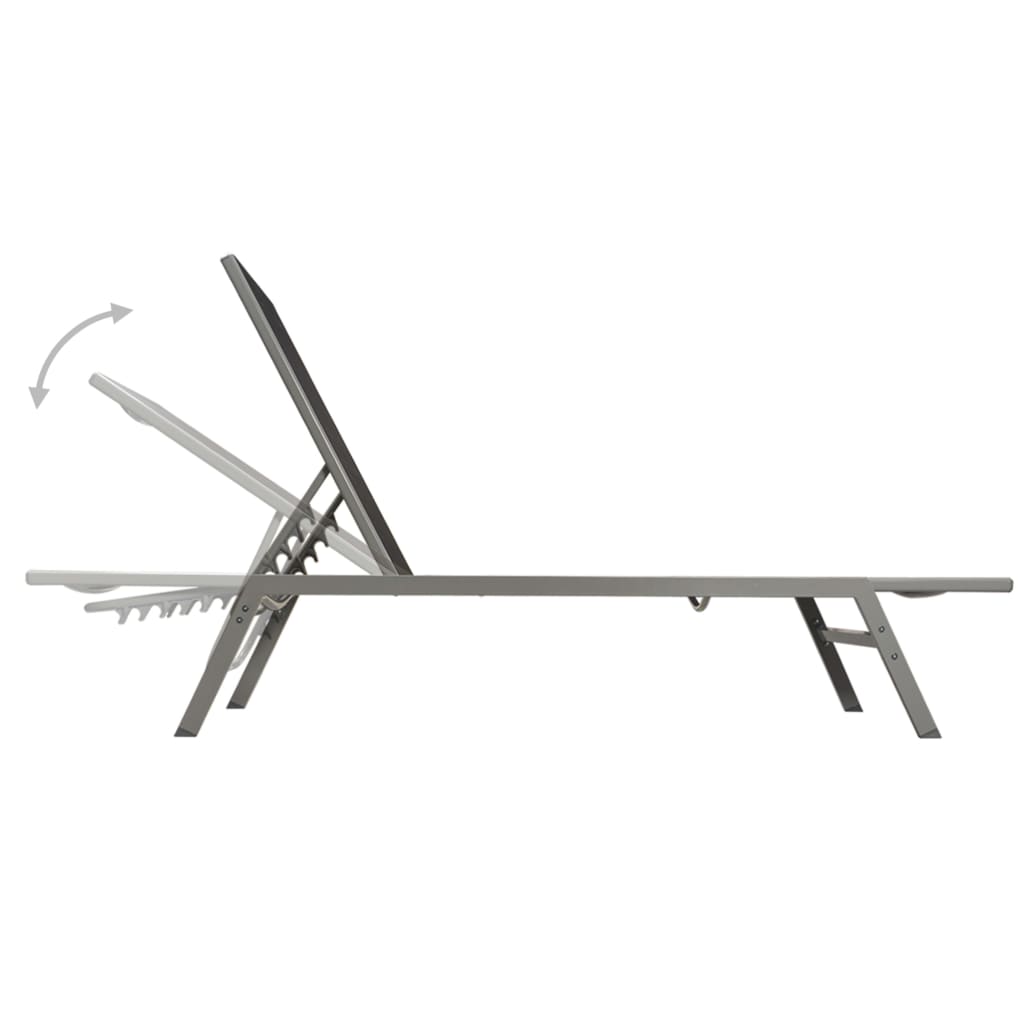 Sun Loungers 2 pcs with Table Steel and Textilene Black- Sunloungers - HomeShopIreland - Home Shop Ireland - Sunloungers - Sun Loungers 2 pcs with Table Steel and Textilene Black