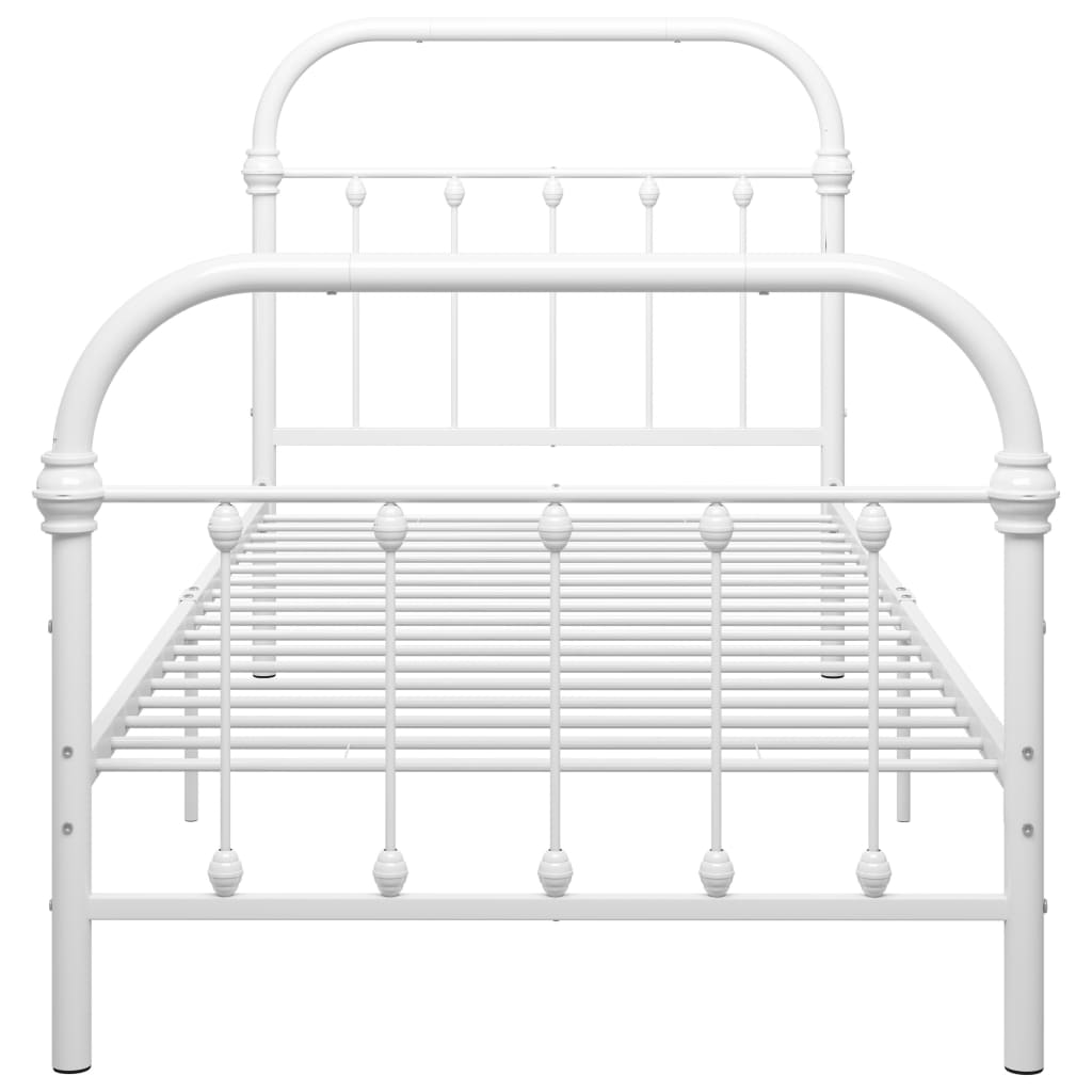 Bed Frame White Metal 100x200 cm- Beds & Bed Frames - HomeShopIreland - Home Shop Ireland - Beds & Bed Frames - Bed Frame White Metal 100x200 cm
