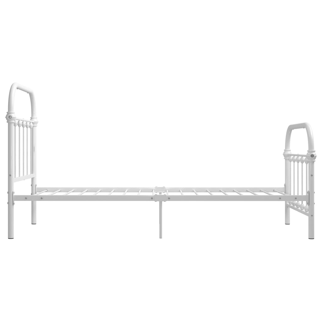 Bed Frame White Metal 100x200 cm- Beds & Bed Frames - HomeShopIreland - Home Shop Ireland - Beds & Bed Frames - Bed Frame White Metal 100x200 cm