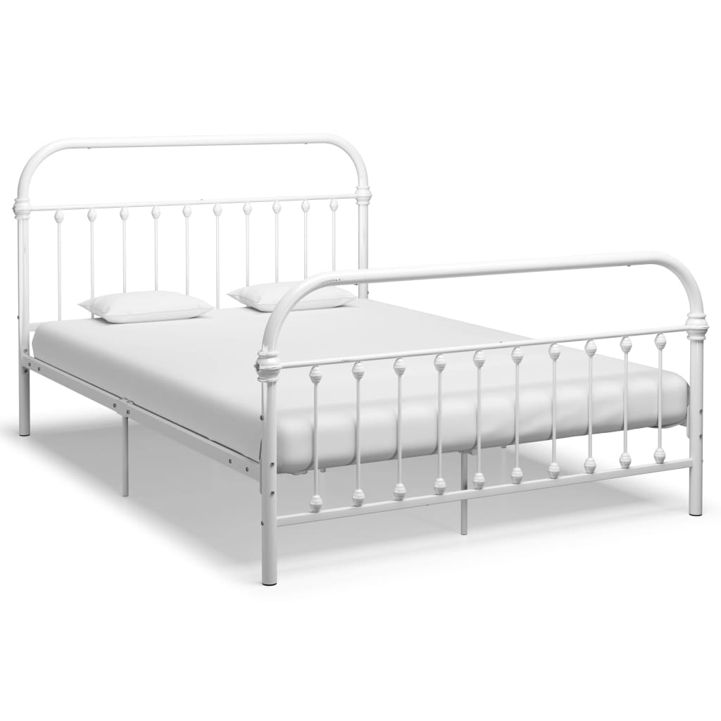Bed Frame White Metal 140x200 cm- Beds & Bed Frames - HomeShopIreland - Home Shop Ireland - Beds & Bed Frames - Bed Frame White Metal 140x200 cm