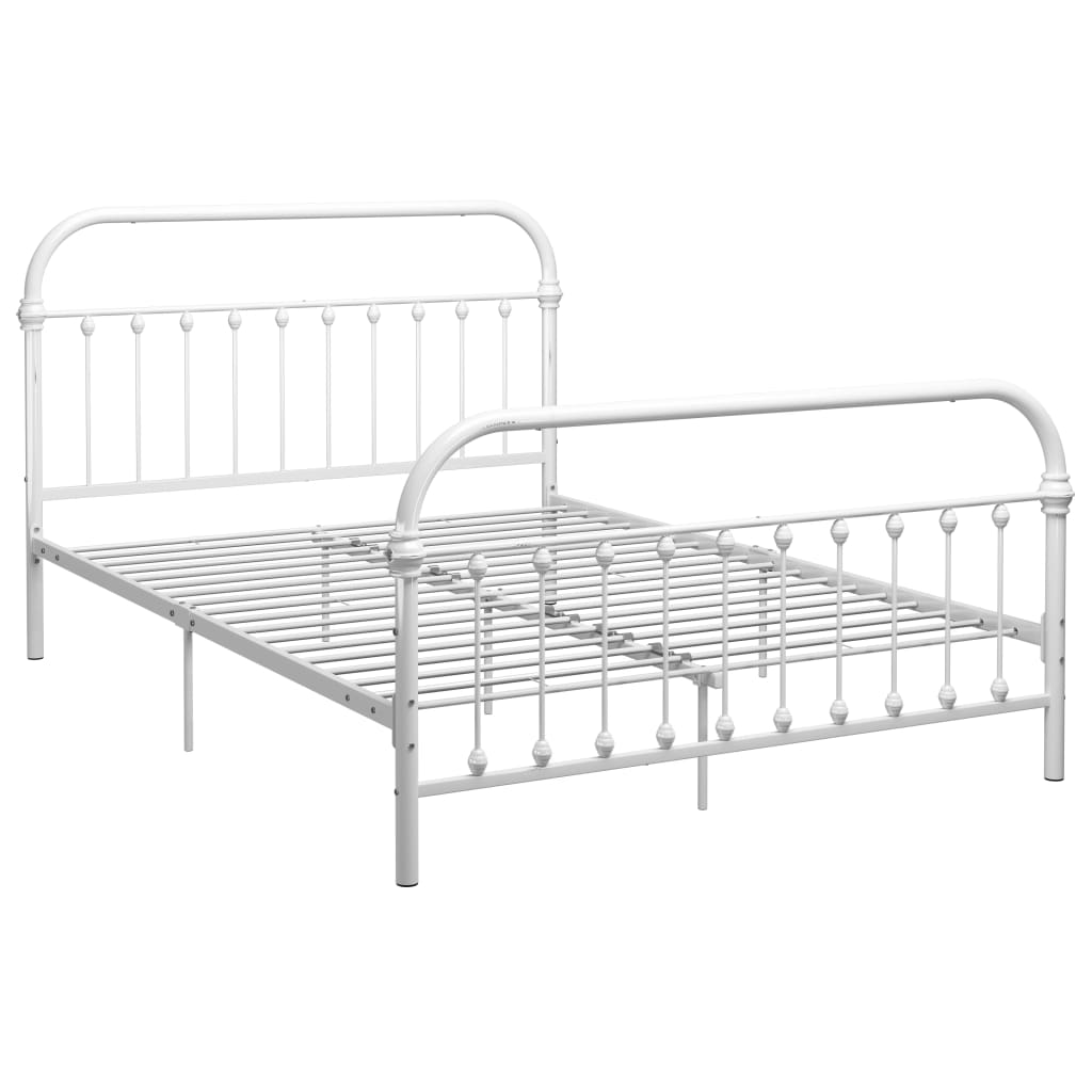 Bed Frame White Metal 140x200 cm- Beds & Bed Frames - HomeShopIreland - Home Shop Ireland - Beds & Bed Frames - Bed Frame White Metal 140x200 cm