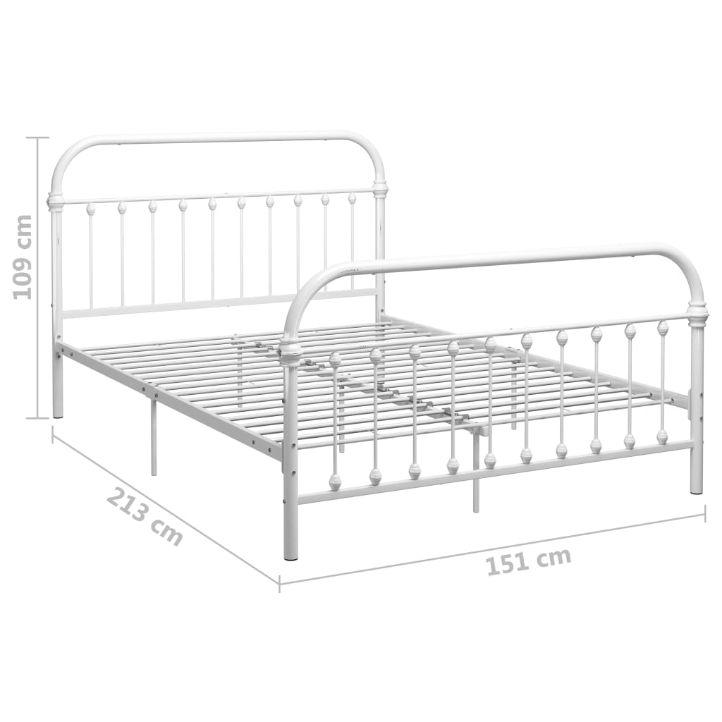 Bed Frame White Metal 140x200 cm- Beds & Bed Frames - HomeShopIreland - Home Shop Ireland - Beds & Bed Frames - Bed Frame White Metal 140x200 cm