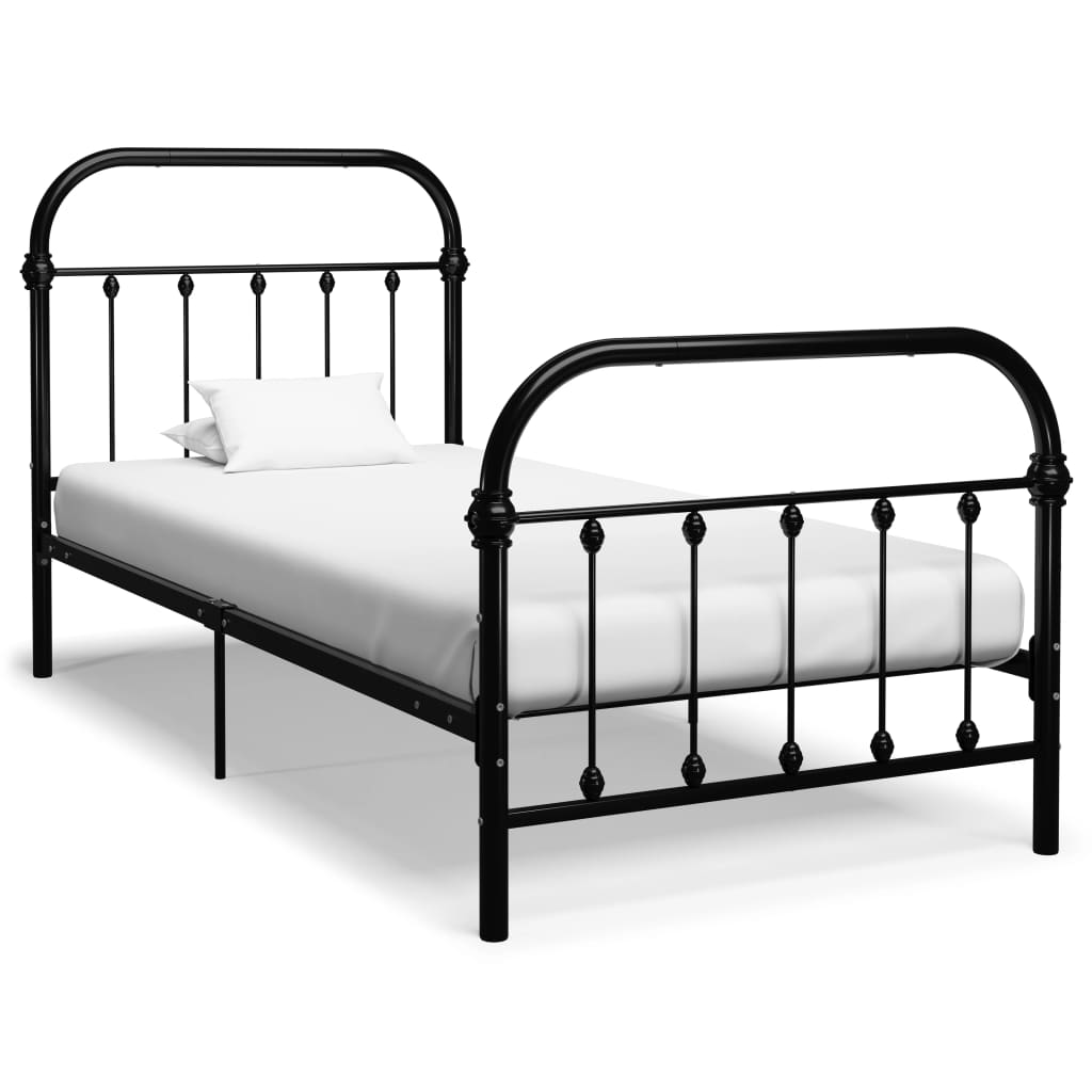 Bed Frame Black Metal 100x200 cm- Beds & Bed Frames - HomeShopIreland - Home Shop Ireland - Beds & Bed Frames - Bed Frame Black Metal 100x200 cm