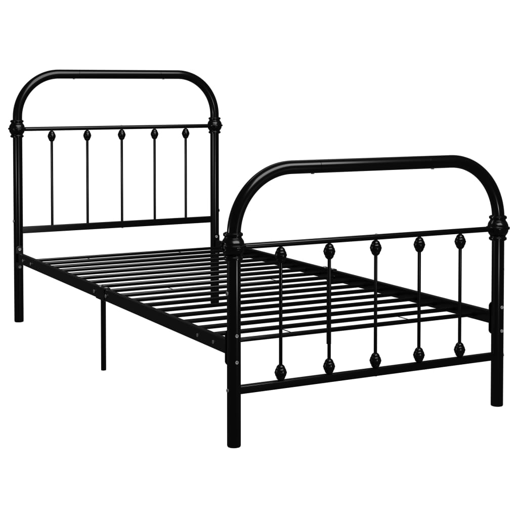 Bed Frame Black Metal 100x200 cm- Beds & Bed Frames - HomeShopIreland - Home Shop Ireland - Beds & Bed Frames - Bed Frame Black Metal 100x200 cm