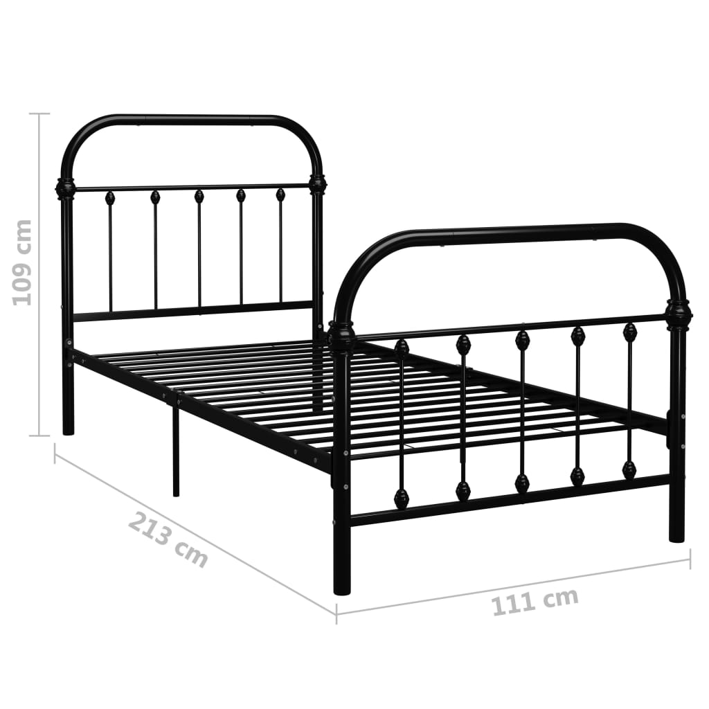 Bed Frame Black Metal 100x200 cm- Beds & Bed Frames - HomeShopIreland - Home Shop Ireland - Beds & Bed Frames - Bed Frame Black Metal 100x200 cm
