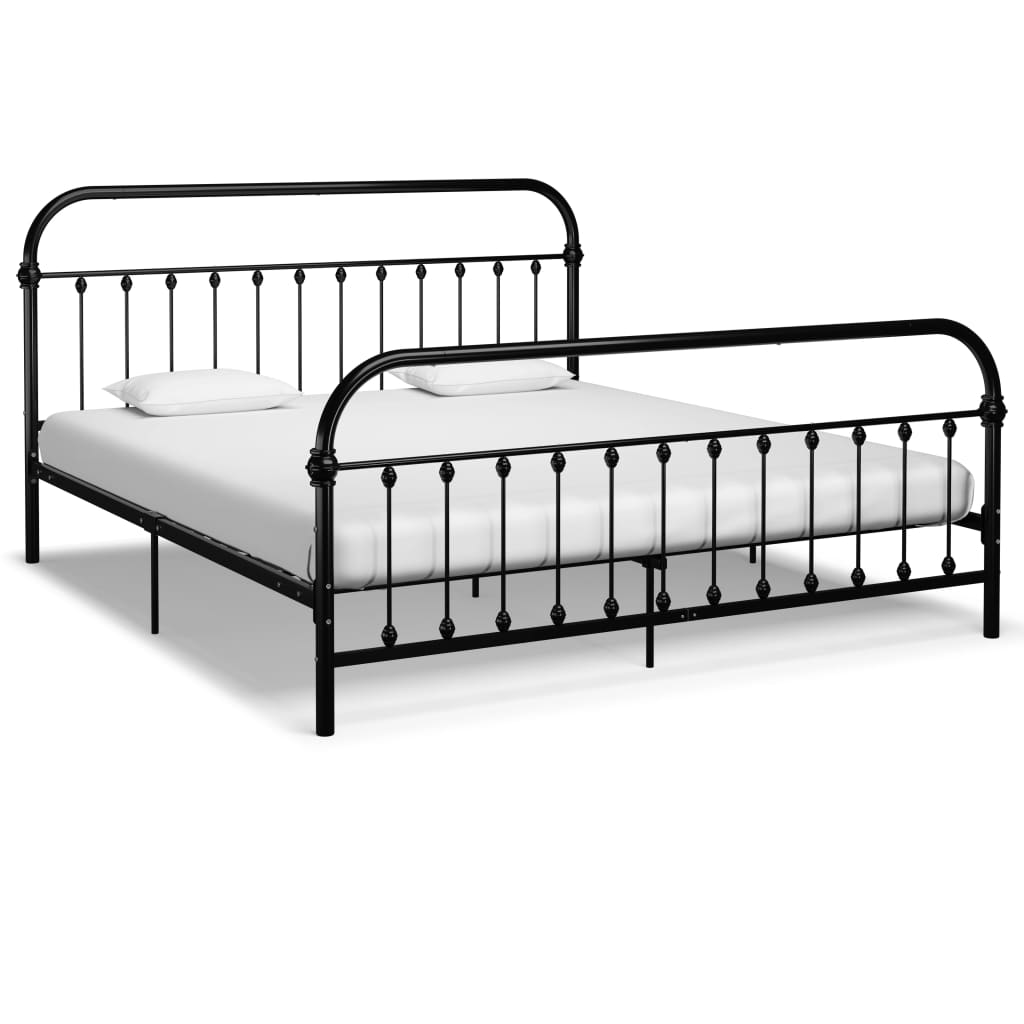 Bed Frame Black Metal 180x200 cm- Beds & Bed Frames - HomeShopIreland - Home Shop Ireland - Beds & Bed Frames - Bed Frame Black Metal 180x200 cm