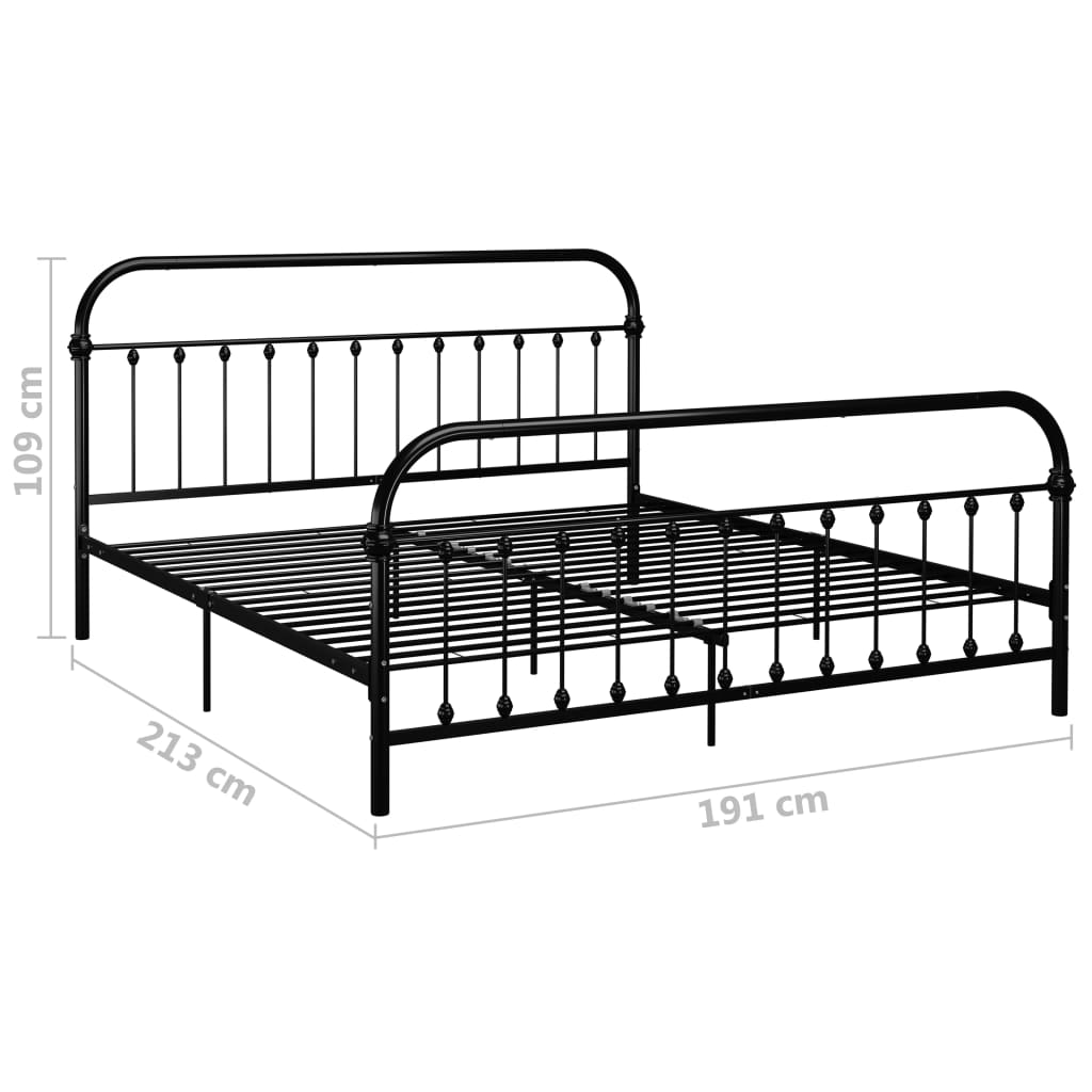Bed Frame Black Metal 180x200 cm- Beds & Bed Frames - HomeShopIreland - Home Shop Ireland - Beds & Bed Frames - Bed Frame Black Metal 180x200 cm