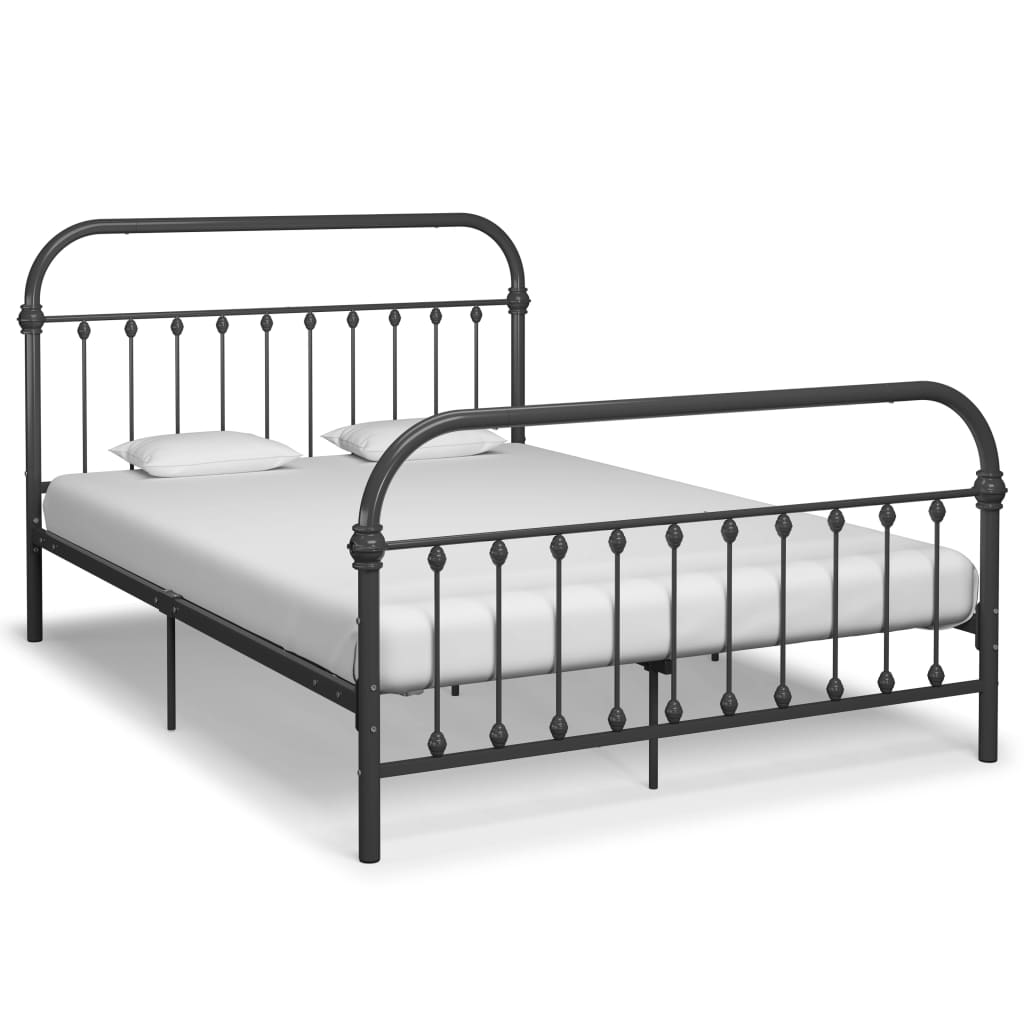 Bed Frame Grey Metal 160x200 cm- Beds & Bed Frames - HomeShopIreland - Home Shop Ireland - Beds & Bed Frames - Bed Frame Grey Metal 160x200 cm