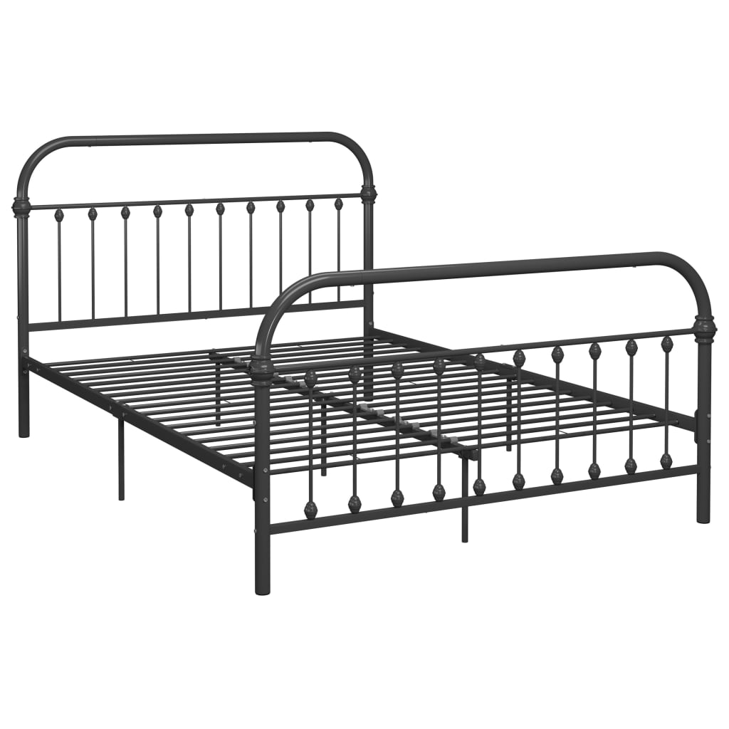 Bed Frame Grey Metal 160x200 cm- Beds & Bed Frames - HomeShopIreland - Home Shop Ireland - Beds & Bed Frames - Bed Frame Grey Metal 160x200 cm