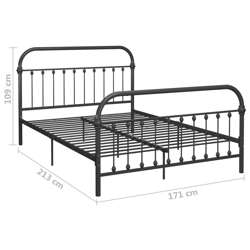 Bed Frame Grey Metal 160x200 cm- Beds & Bed Frames - HomeShopIreland - Home Shop Ireland - Beds & Bed Frames - Bed Frame Grey Metal 160x200 cm