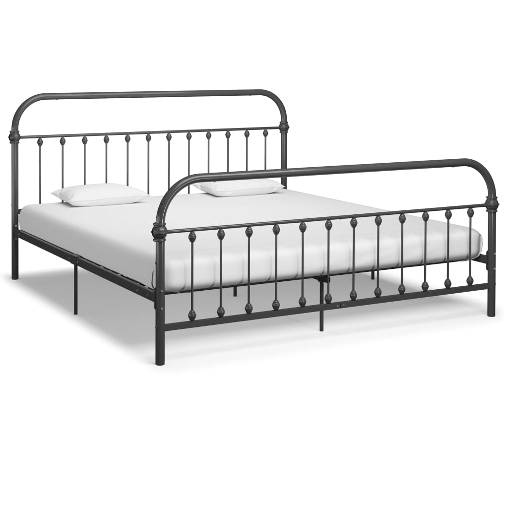Bed Frame Grey Metal 180x200 cm- Beds & Bed Frames - HomeShopIreland - Home Shop Ireland - Beds & Bed Frames - Bed Frame Grey Metal 180x200 cm
