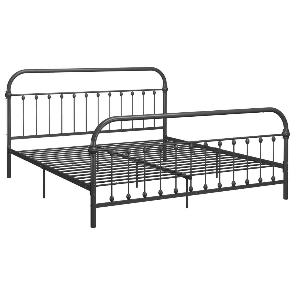 Bed Frame Grey Metal 180x200 cm- Beds & Bed Frames - HomeShopIreland - Home Shop Ireland - Beds & Bed Frames - Bed Frame Grey Metal 180x200 cm