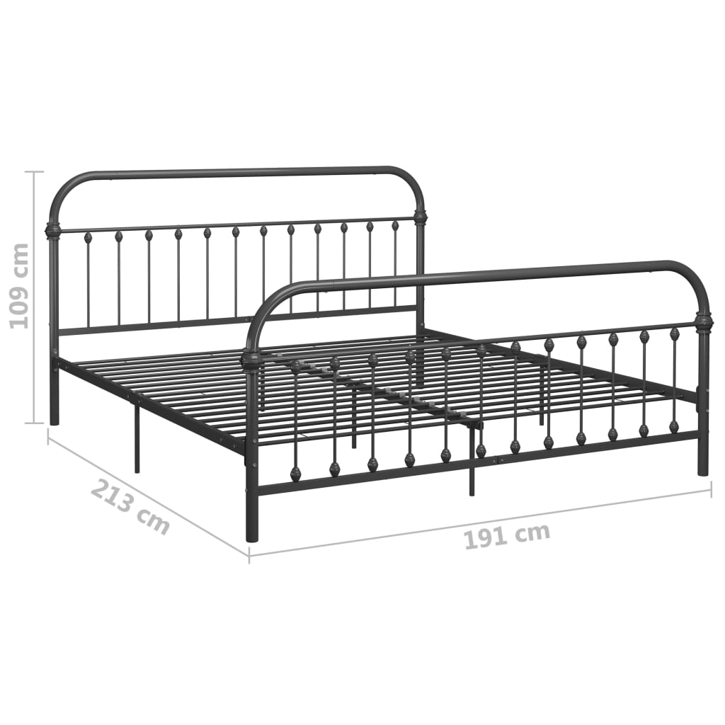 Bed Frame Grey Metal 180x200 cm- Beds & Bed Frames - HomeShopIreland - Home Shop Ireland - Beds & Bed Frames - Bed Frame Grey Metal 180x200 cm