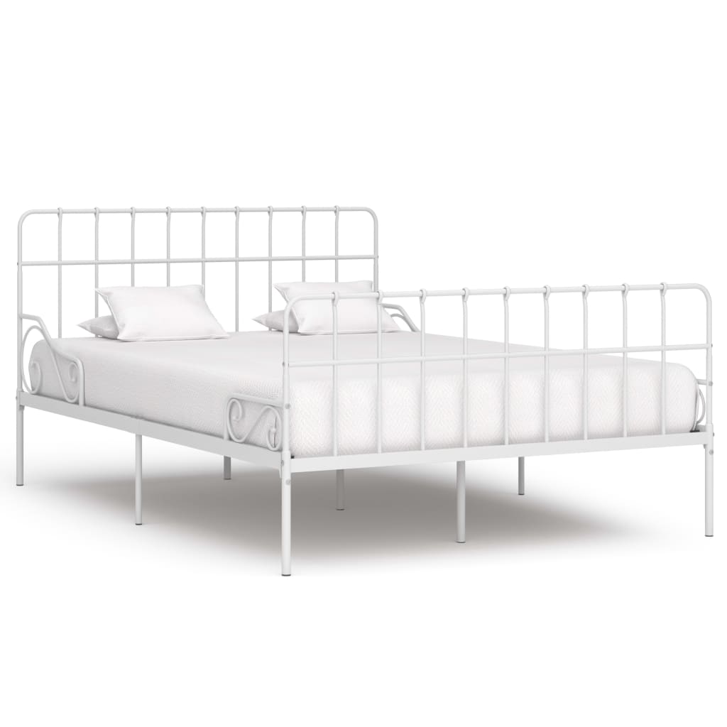 Bed Frame with Slatted Base White Metal 140x200 cm- Beds & Bed Frames - HomeShopIreland - Home Shop Ireland - Beds & Bed Frames - Bed Frame with Slatted Base White Metal 140x200 cm