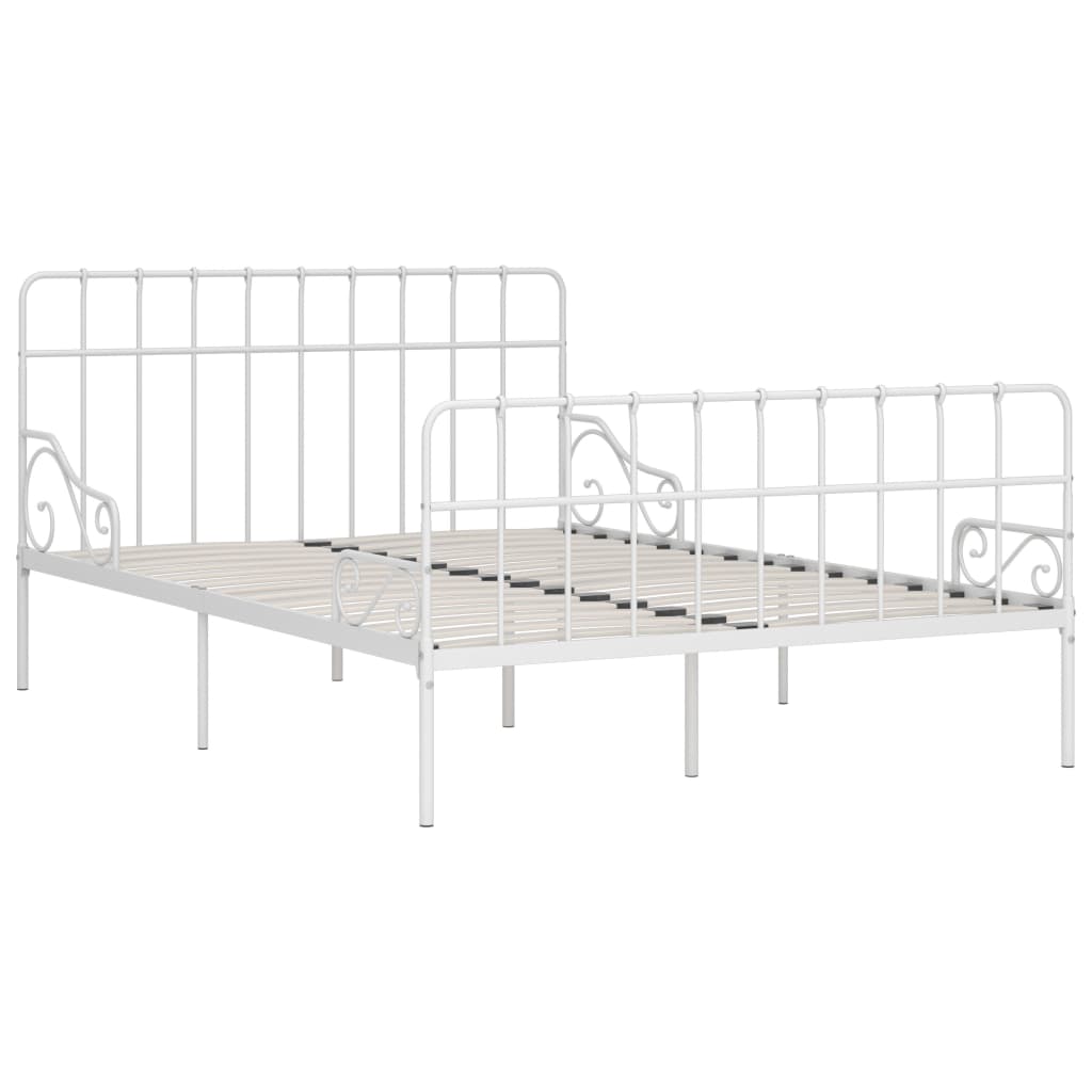Bed Frame with Slatted Base White Metal 140x200 cm- Beds & Bed Frames - HomeShopIreland - Home Shop Ireland - Beds & Bed Frames - Bed Frame with Slatted Base White Metal 140x200 cm