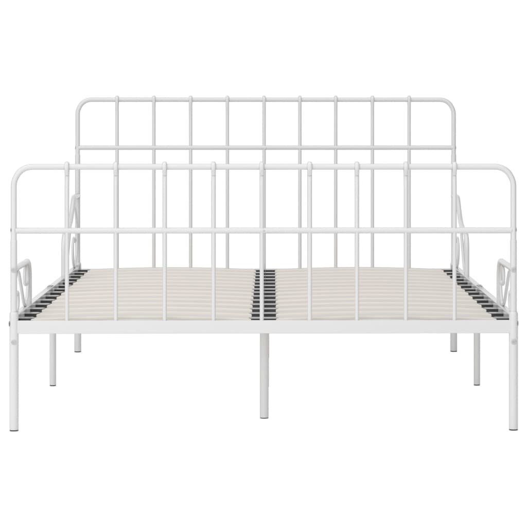 Bed Frame with Slatted Base White Metal 140x200 cm- Beds & Bed Frames - HomeShopIreland - Home Shop Ireland - Beds & Bed Frames - Bed Frame with Slatted Base White Metal 140x200 cm