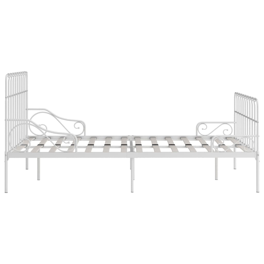 Bed Frame with Slatted Base White Metal 140x200 cm- Beds & Bed Frames - HomeShopIreland - Home Shop Ireland - Beds & Bed Frames - Bed Frame with Slatted Base White Metal 140x200 cm