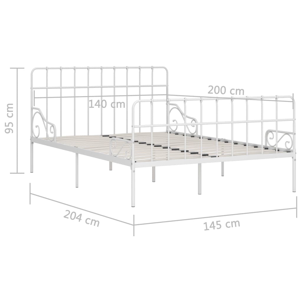 Bed Frame with Slatted Base White Metal 140x200 cm- Beds & Bed Frames - HomeShopIreland - Home Shop Ireland - Beds & Bed Frames - Bed Frame with Slatted Base White Metal 140x200 cm