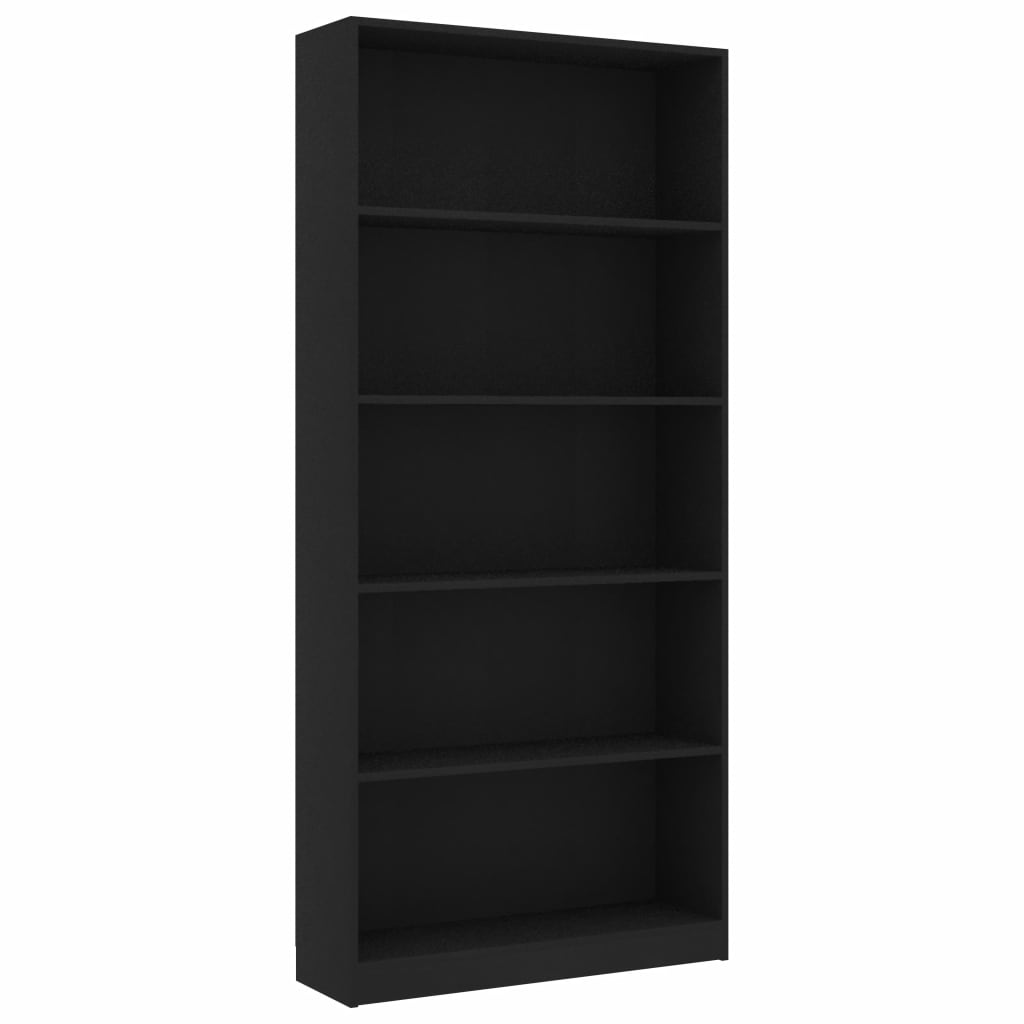 5-Tier Book Cabinet Black 80x24x175 cm Chipboard- Bookcases & Standing Shelves - HomeShopIreland - Home Shop Ireland - Bookcases & Standing Shelves - 5-Tier Book Cabinet Black 80x24x175 cm Chipboard