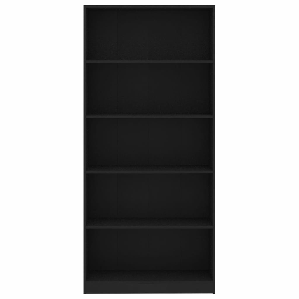 5-Tier Book Cabinet Black 80x24x175 cm Chipboard- Bookcases & Standing Shelves - HomeShopIreland - Home Shop Ireland - Bookcases & Standing Shelves - 5-Tier Book Cabinet Black 80x24x175 cm Chipboard