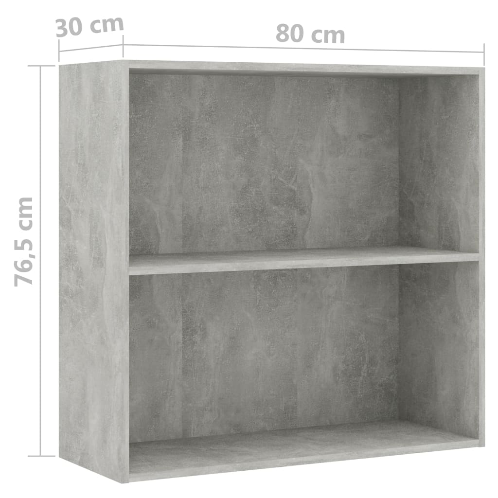 2-Tier Book Cabinet Concrete Grey 80x30x76.5 cm Chipboard- Bookcases & Standing Shelves - HomeShopIreland - Home Shop Ireland - Bookcases & Standing Shelves - 2-Tier Book Cabinet Concrete Grey 80x30x76.5 cm Chipboard