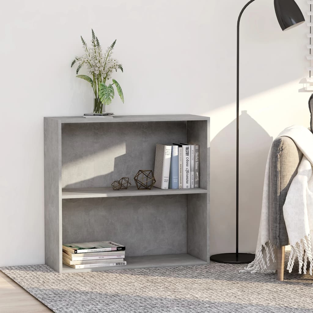 2-Tier Book Cabinet Concrete Grey 80x30x76.5 cm Chipboard- Bookcases & Standing Shelves - HomeShopIreland - Home Shop Ireland - Bookcases & Standing Shelves - 2-Tier Book Cabinet Concrete Grey 80x30x76.5 cm Chipboard
