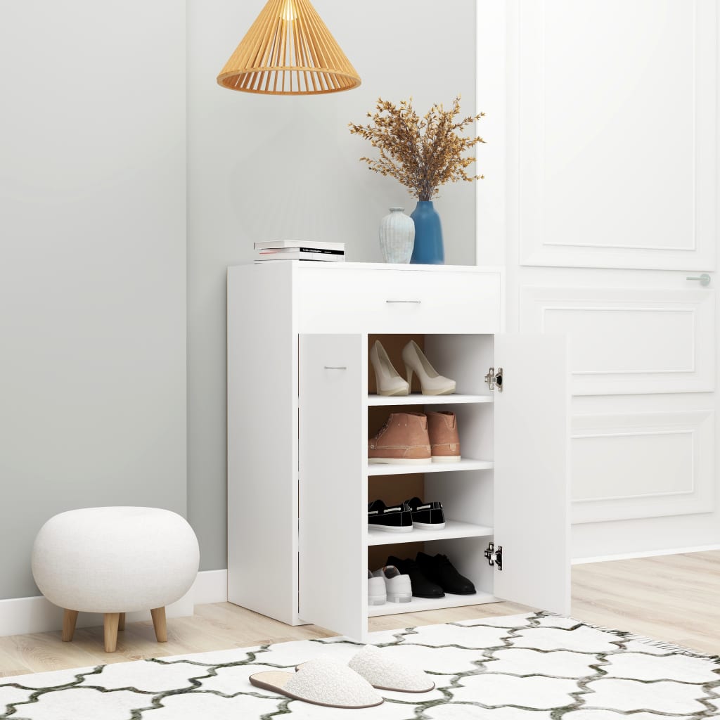Shoe Cabinet White 60x35x84 cm Chipboard- Shoe Racks & Organisers - HomeShopIreland - Home Shop Ireland - Shoe Racks & Organisers - Shoe Cabinet White 60x35x84 cm Chipboard