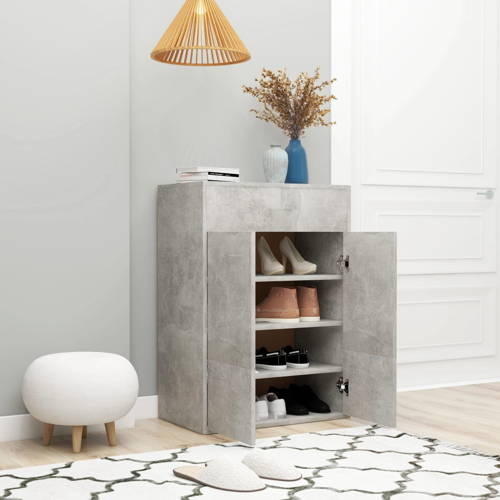 Shoe Cabinet Concrete Grey 60x35x84 cm Chipboard- Shoe Racks & Organisers - HomeShopIreland - Home Shop Ireland - Shoe Racks & Organisers - Shoe Cabinet Concrete Grey 60x35x84 cm Chipboard
