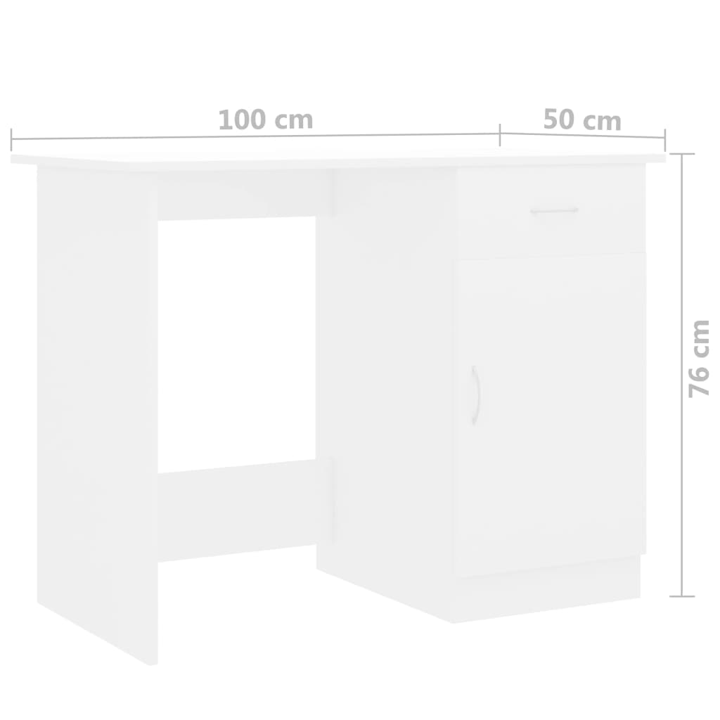 Desk White 100x50x76 cm Chipboard- Desks - HomeShopIreland - Home Shop Ireland - Desks - Desk White 100x50x76 cm Chipboard