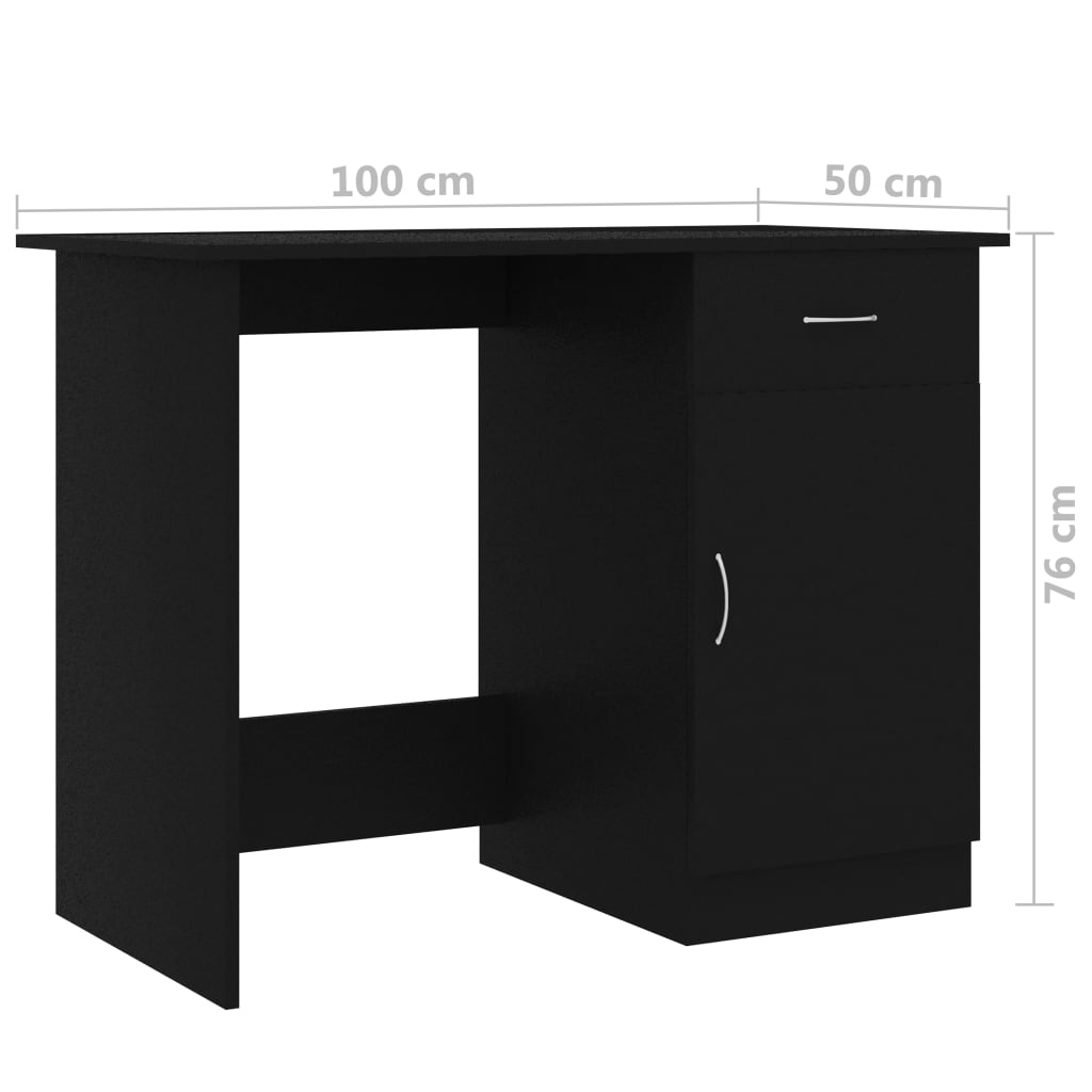 Desk Black 100x50x76 cm Chipboard- Desks - HomeShopIreland - Home Shop Ireland - Desks - Desk Black 100x50x76 cm Chipboard
