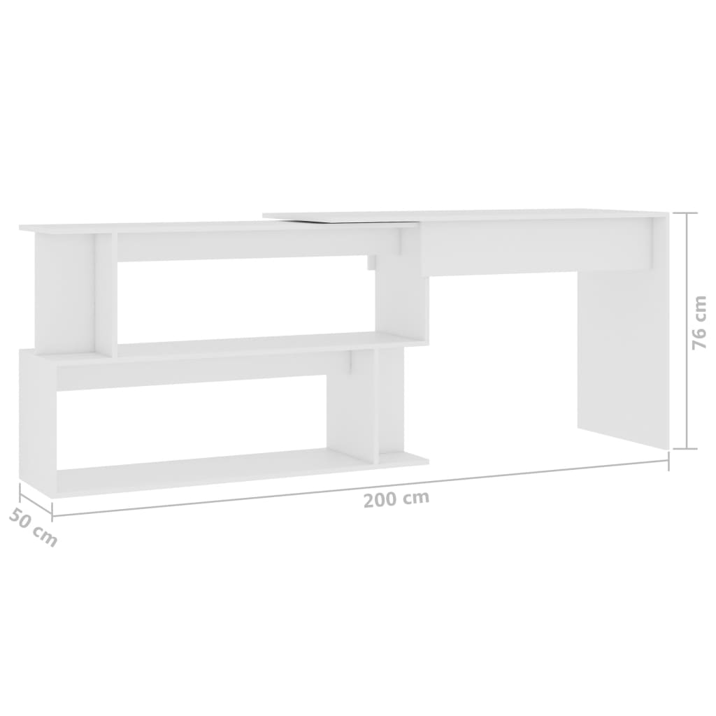Corner Desk White 200x50x76 cm Chipboard- Desks - HomeShopIreland - Home Shop Ireland - Desks - Corner Desk White 200x50x76 cm Chipboard