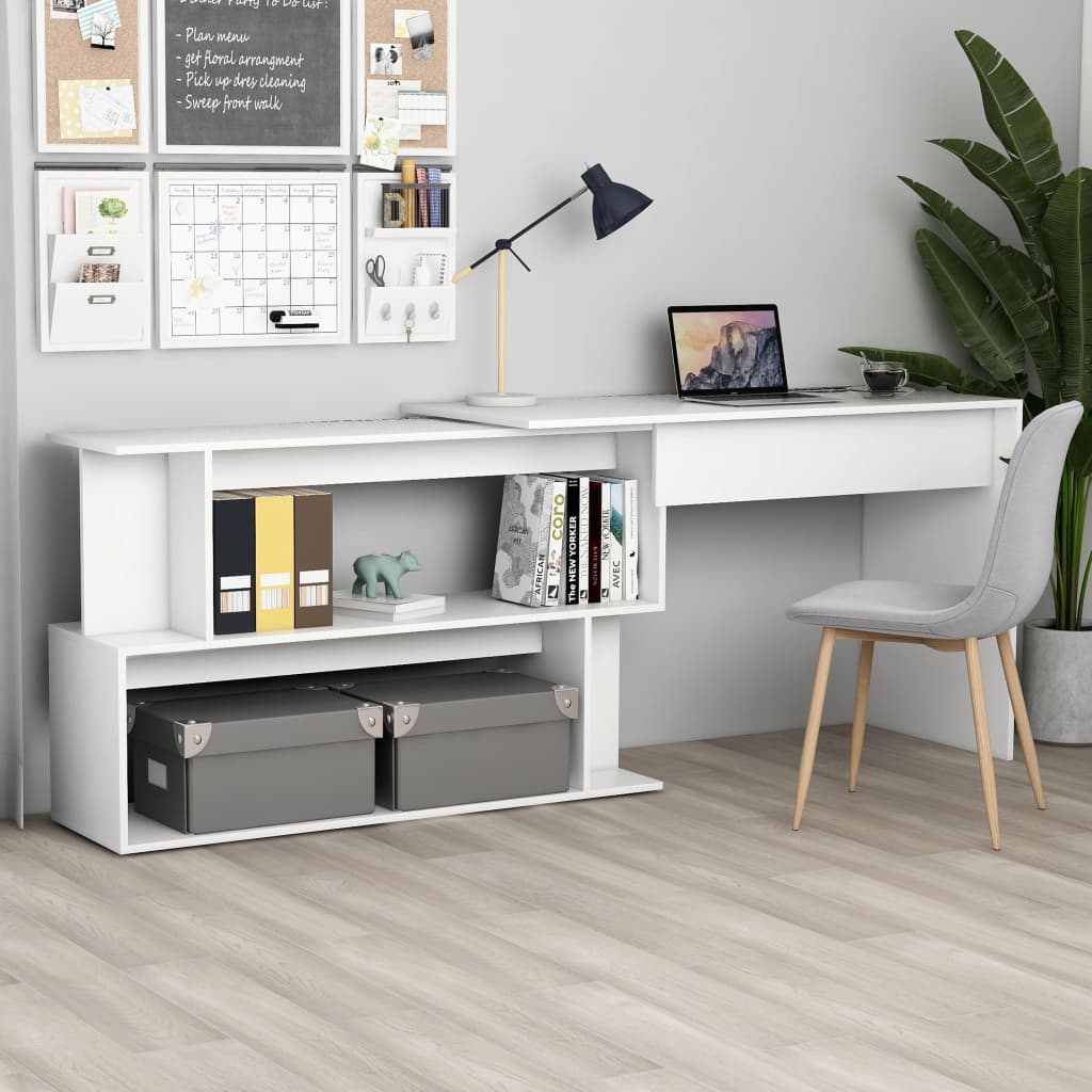 Corner Desk White 200x50x76 cm Chipboard- Desks - HomeShopIreland - Home Shop Ireland - Desks - Corner Desk White 200x50x76 cm Chipboard