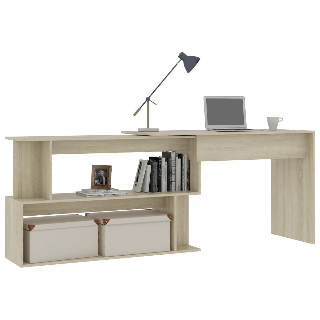 Corner Desk Sonoma Oak 200x50x76 cm Chipboard- Desks - HomeShopIreland - Home Shop Ireland - Desks - Corner Desk Sonoma Oak 200x50x76 cm Chipboard