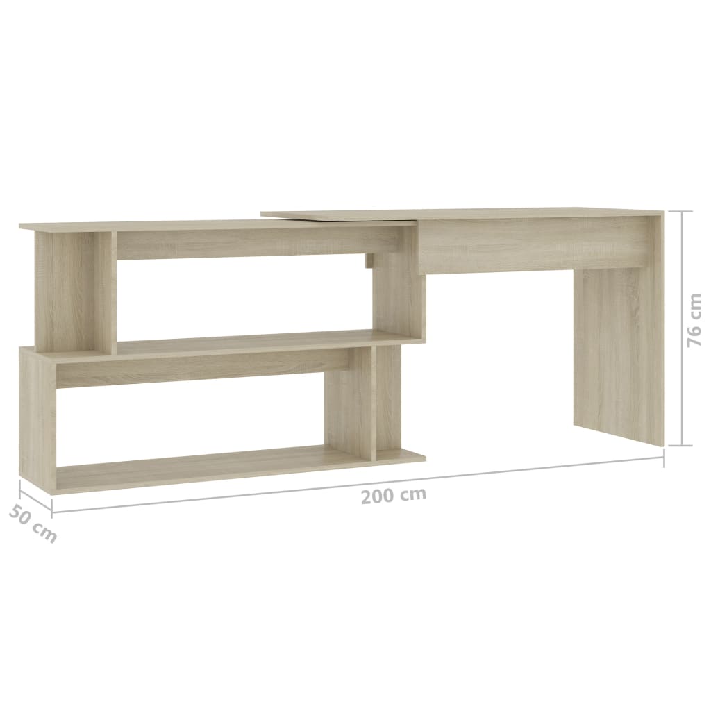 Corner Desk Sonoma Oak 200x50x76 cm Chipboard- Desks - HomeShopIreland - Home Shop Ireland - Desks - Corner Desk Sonoma Oak 200x50x76 cm Chipboard