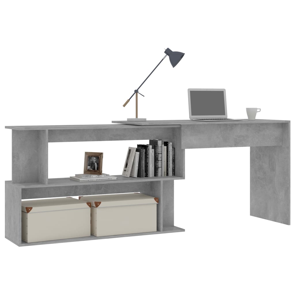Corner Desk Concrete Grey 200x50x76 cm Chipboard- Desks - HomeShopIreland - Home Shop Ireland - Desks - Corner Desk Concrete Grey 200x50x76 cm Chipboard