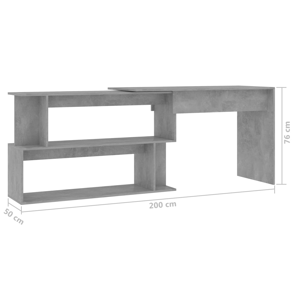 Corner Desk Concrete Grey 200x50x76 cm Chipboard- Desks - HomeShopIreland - Home Shop Ireland - Desks - Corner Desk Concrete Grey 200x50x76 cm Chipboard