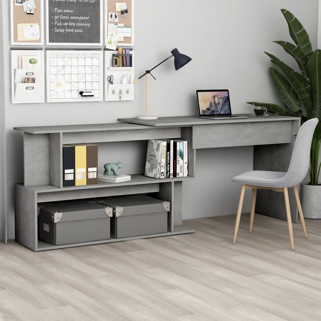 Corner Desk Concrete Grey 200x50x76 cm Chipboard- Desks - HomeShopIreland - Home Shop Ireland - Desks - Corner Desk Concrete Grey 200x50x76 cm Chipboard