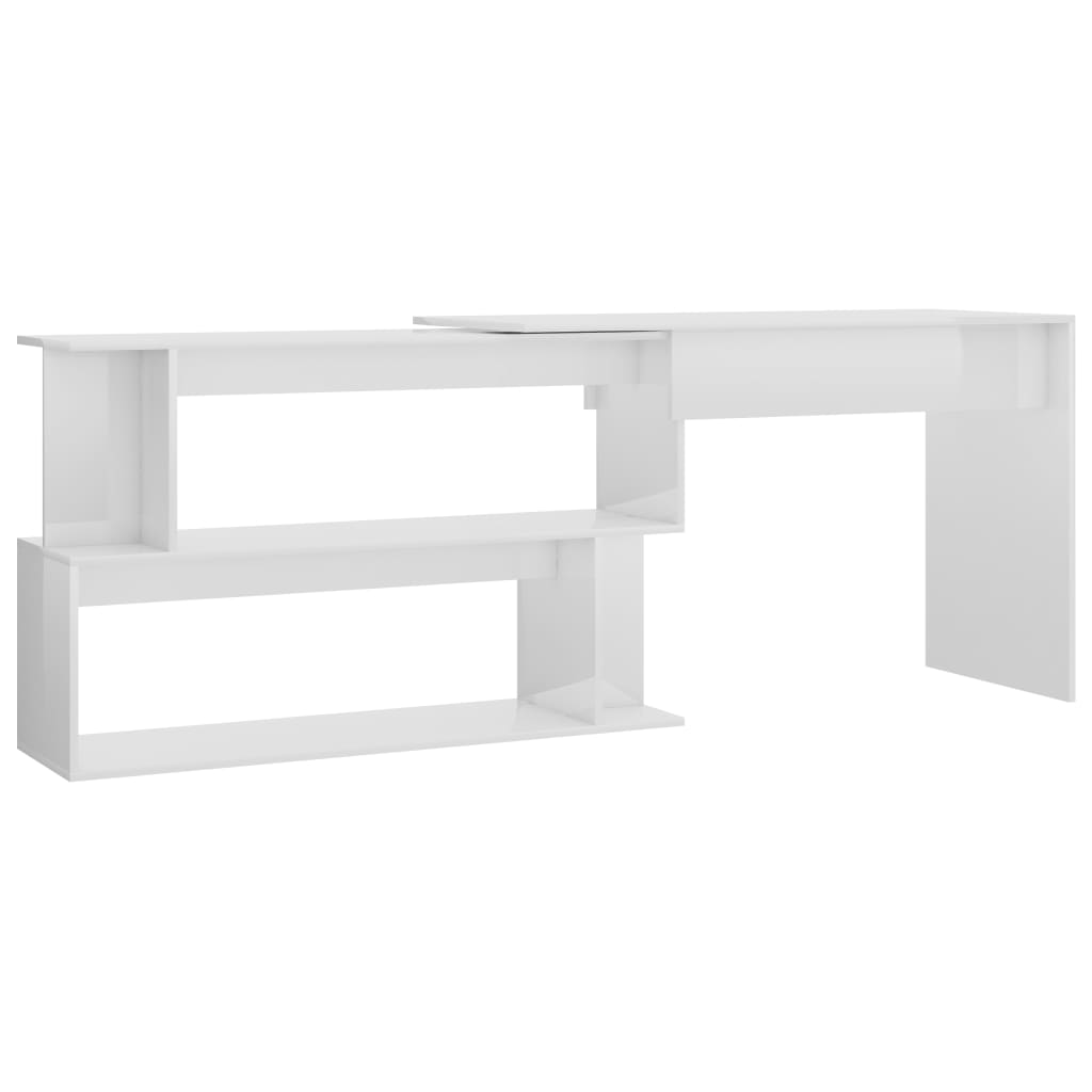 Corner Desk High Gloss White 200x50x76 cm Chipboard- Desks - HomeShopIreland - Home Shop Ireland - Desks - Corner Desk High Gloss White 200x50x76 cm Chipboard