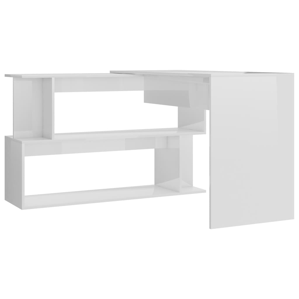 Corner Desk High Gloss White 200x50x76 cm Chipboard- Desks - HomeShopIreland - Home Shop Ireland - Desks - Corner Desk High Gloss White 200x50x76 cm Chipboard