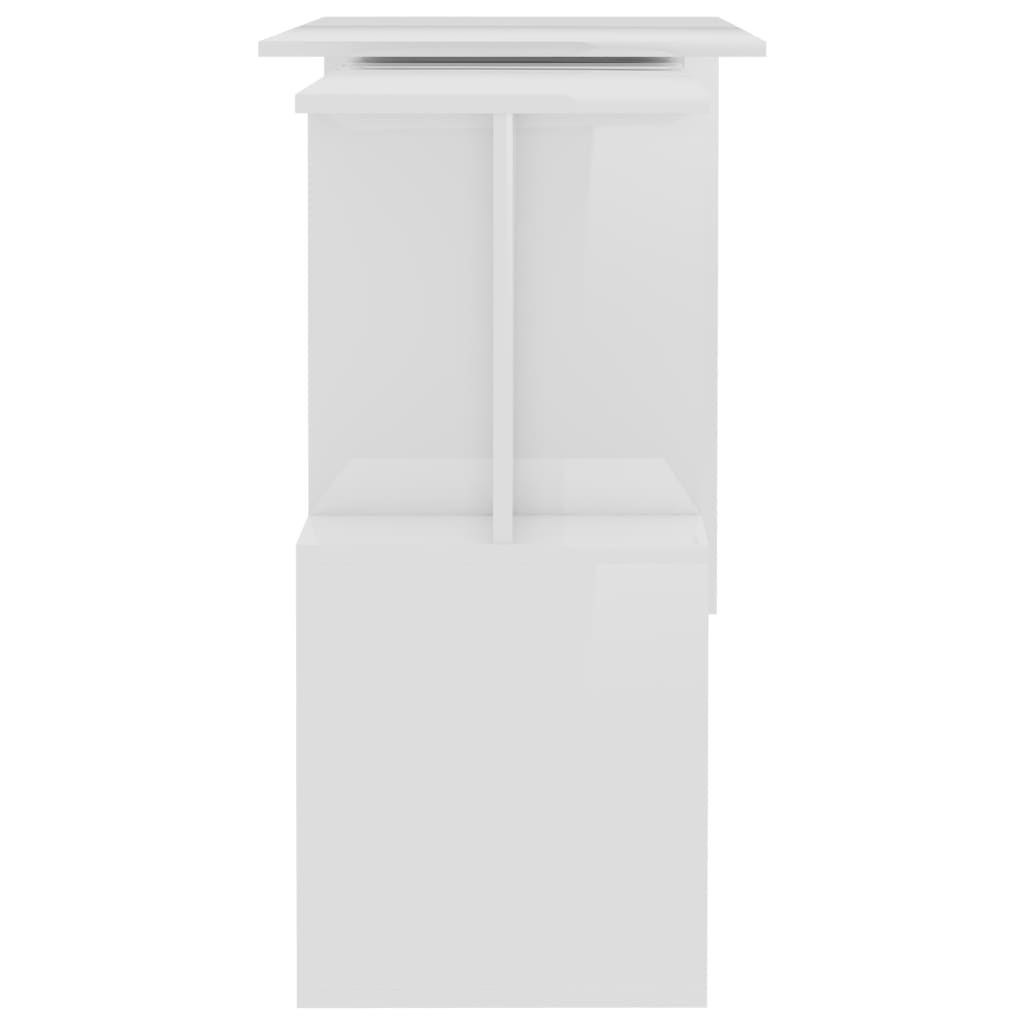 Corner Desk High Gloss White 200x50x76 cm Chipboard- Desks - HomeShopIreland - Home Shop Ireland - Desks - Corner Desk High Gloss White 200x50x76 cm Chipboard