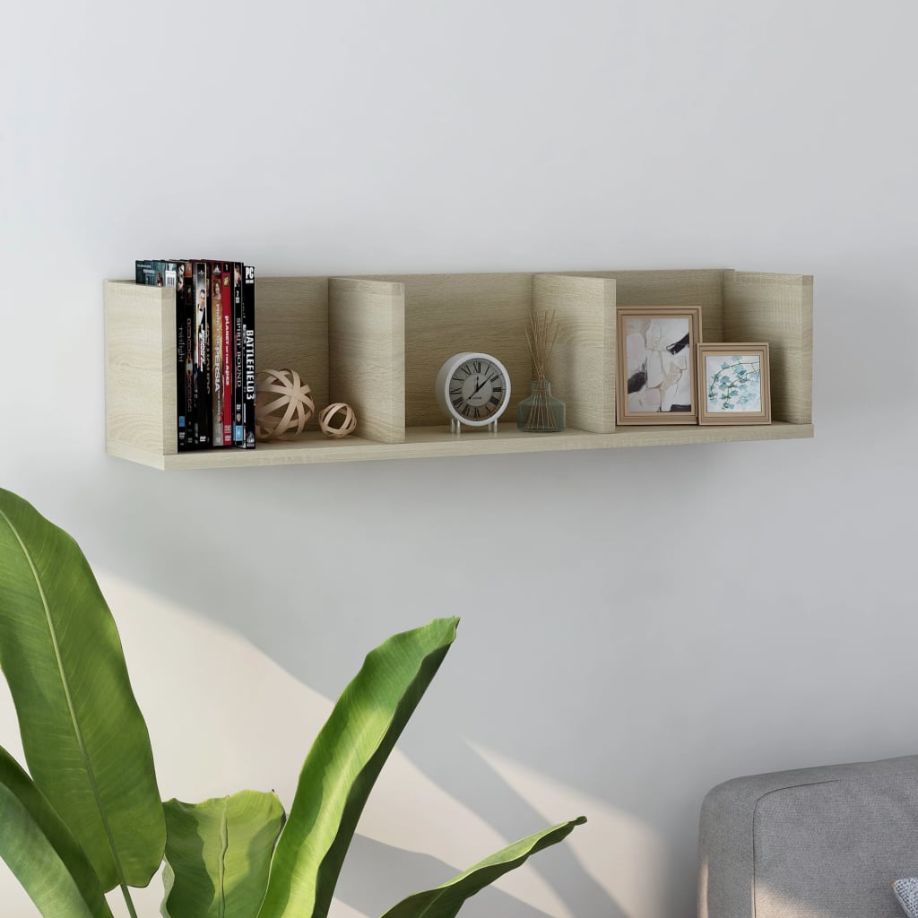 CD Wall Shelf Sonoma Oak 75x18x18 cm Chipboard- Wall Shelves & Ledges - HomeShopIreland - Home Shop Ireland - Wall Shelves & Ledges - CD Wall Shelf Sonoma Oak 75x18x18 cm Chipboard