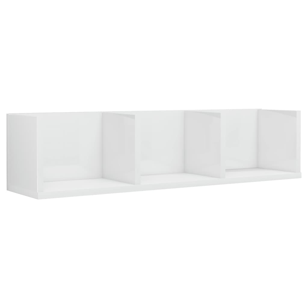 CD Wall Shelf High Gloss White 75x18x18 cm Chipboard- Wall Shelves & Ledges - HomeShopIreland - Home Shop Ireland - Wall Shelves & Ledges - CD Wall Shelf High Gloss White 75x18x18 cm Chipboard