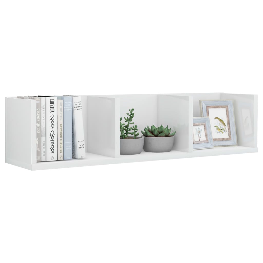 CD Wall Shelf High Gloss White 75x18x18 cm Chipboard- Wall Shelves & Ledges - HomeShopIreland - Home Shop Ireland - Wall Shelves & Ledges - CD Wall Shelf High Gloss White 75x18x18 cm Chipboard
