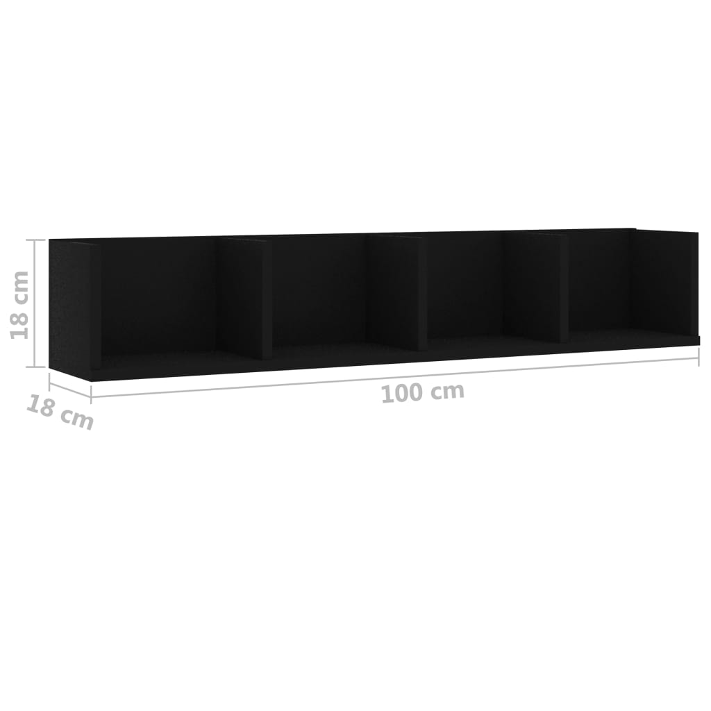 CD Wall Shelf Black 100x18x18 cm Chipboard- Wall Shelves & Ledges - HomeShopIreland - Home Shop Ireland - Wall Shelves & Ledges - CD Wall Shelf Black 100x18x18 cm Chipboard