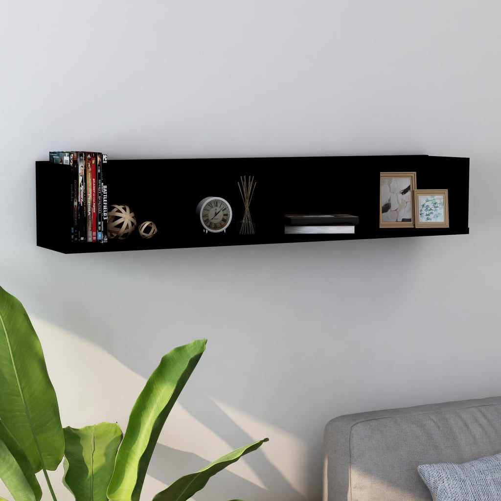 CD Wall Shelf Black 100x18x18 cm Chipboard- Wall Shelves & Ledges - HomeShopIreland - Home Shop Ireland - Wall Shelves & Ledges - CD Wall Shelf Black 100x18x18 cm Chipboard