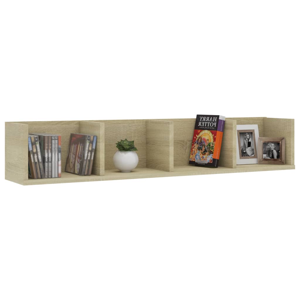 CD Wall Shelf Sonoma Oak 100x18x18 cm Chipboard- Wall Shelves & Ledges - HomeShopIreland - Home Shop Ireland - Wall Shelves & Ledges - CD Wall Shelf Sonoma Oak 100x18x18 cm Chipboard